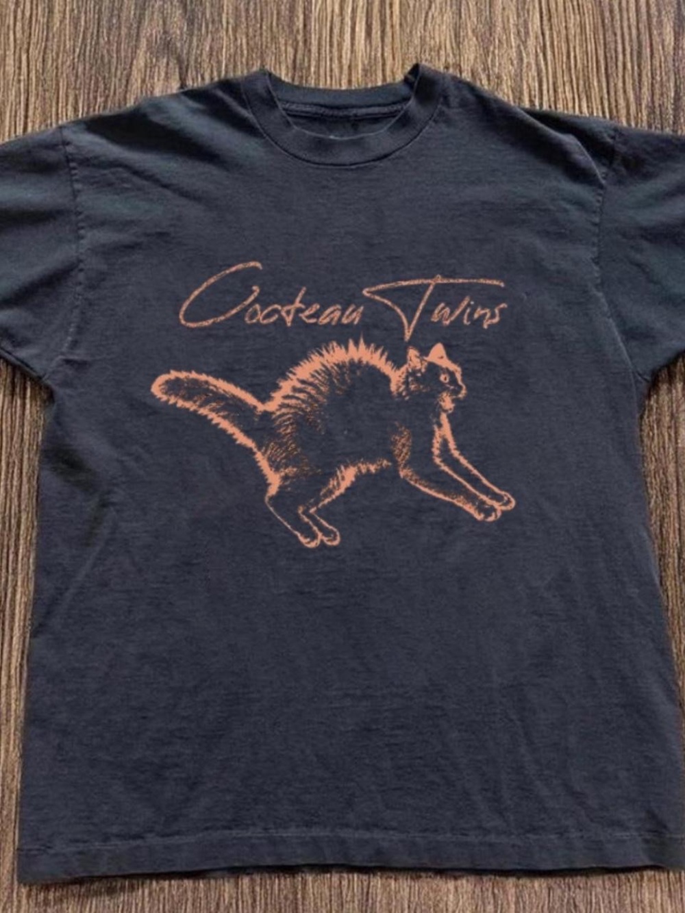 Gildan Black Tee with Orange Cat Graphic